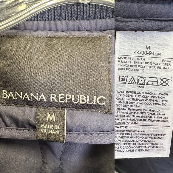 Banana Republic Water-resistant Quilted Long Coat in Navy Size Medium - Picture 7 of 15